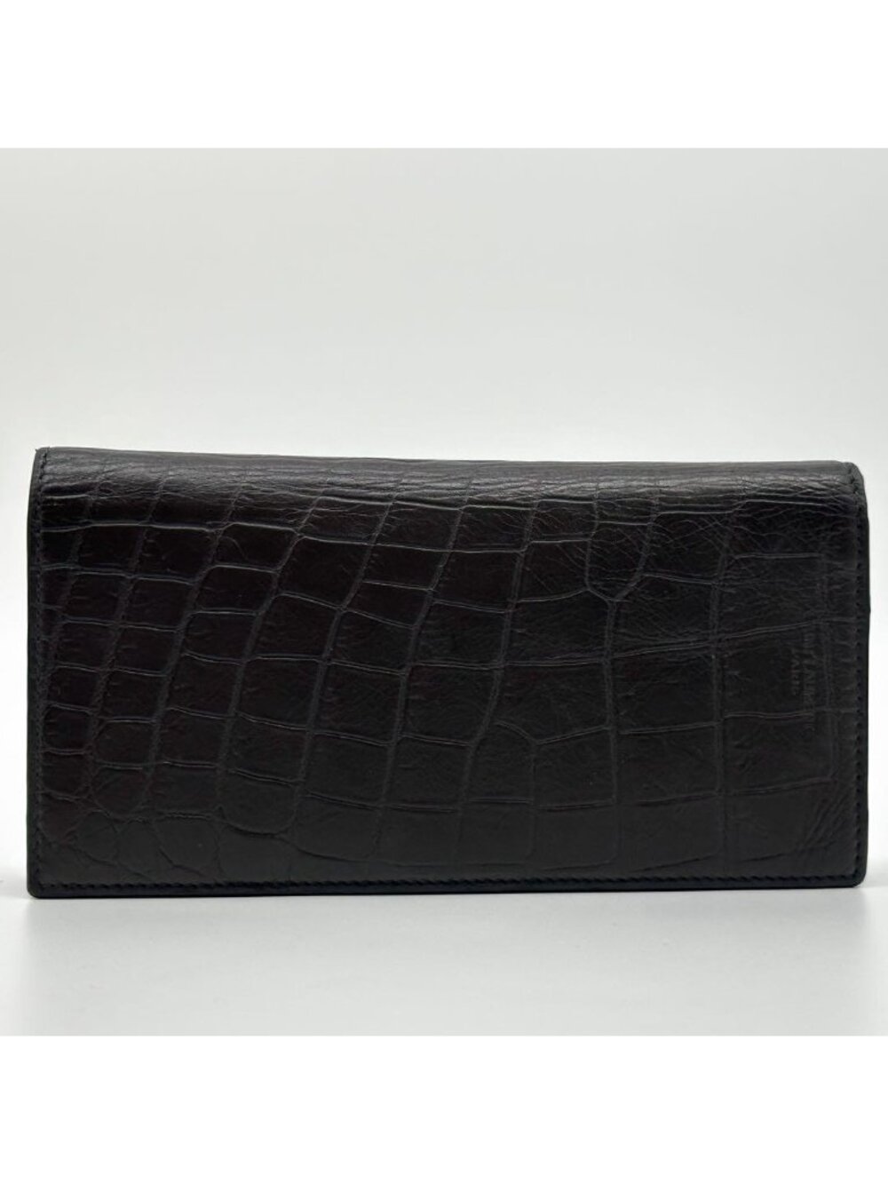 Saint Laurent Croco Bifold Wallet Leather Brown - Picture 2 of 15